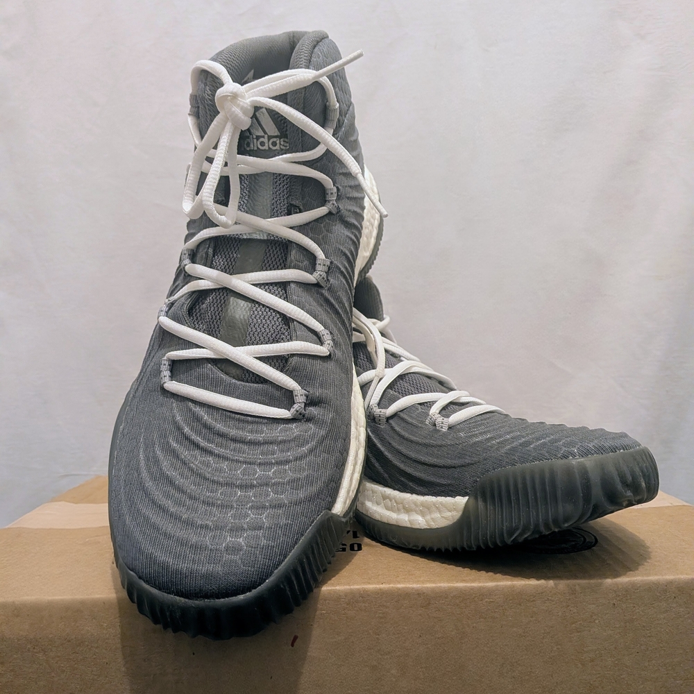 Adidas Gray and White High-Top Sneakers